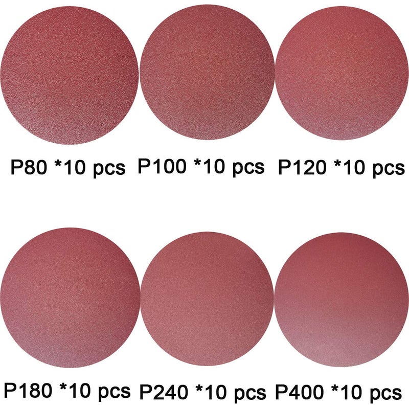 SACKORANGE Premium 60 PCS 6" PSA Sanding Discs - 10 Each of 80 100 120 180 240 400 Grit - 6 Inch Self Adhesive Stickyback Sandpaper Discs for DA Sander, Sand Automotive Car Paint, Woodworking Wood, Metal - Image 2